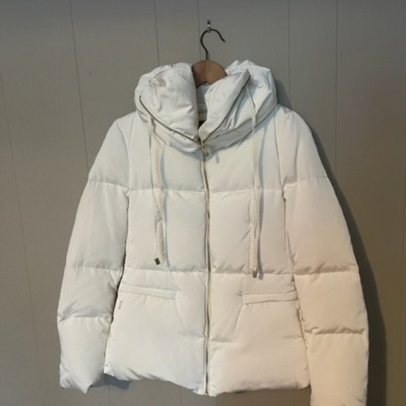 Zara Woman Ivory High Neck Down Winter Puffer Jacket size L - Picture 2 of 6